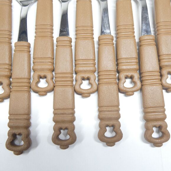 Grasoli Rustikal Germany Flatware Set 48pc Service for 12 MCM Faux Wood Handles - Picture 7 of 9